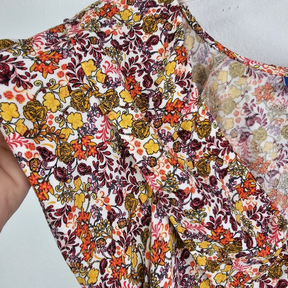 Old Navy Mini Dress Floral Waist-Defined Flutter-Sleeve Sz XXL Boho Peasant - Picture 7 of 11